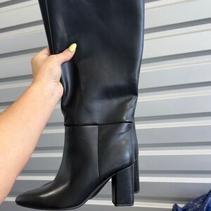 Black Tall Block-Heel Women's Boots